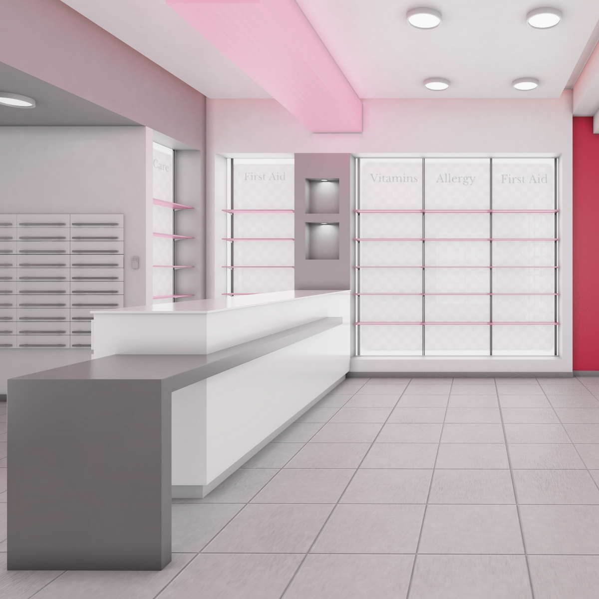 modelo 3d Diseño de interiores de farmacia rosa - TurboSquid 2206788