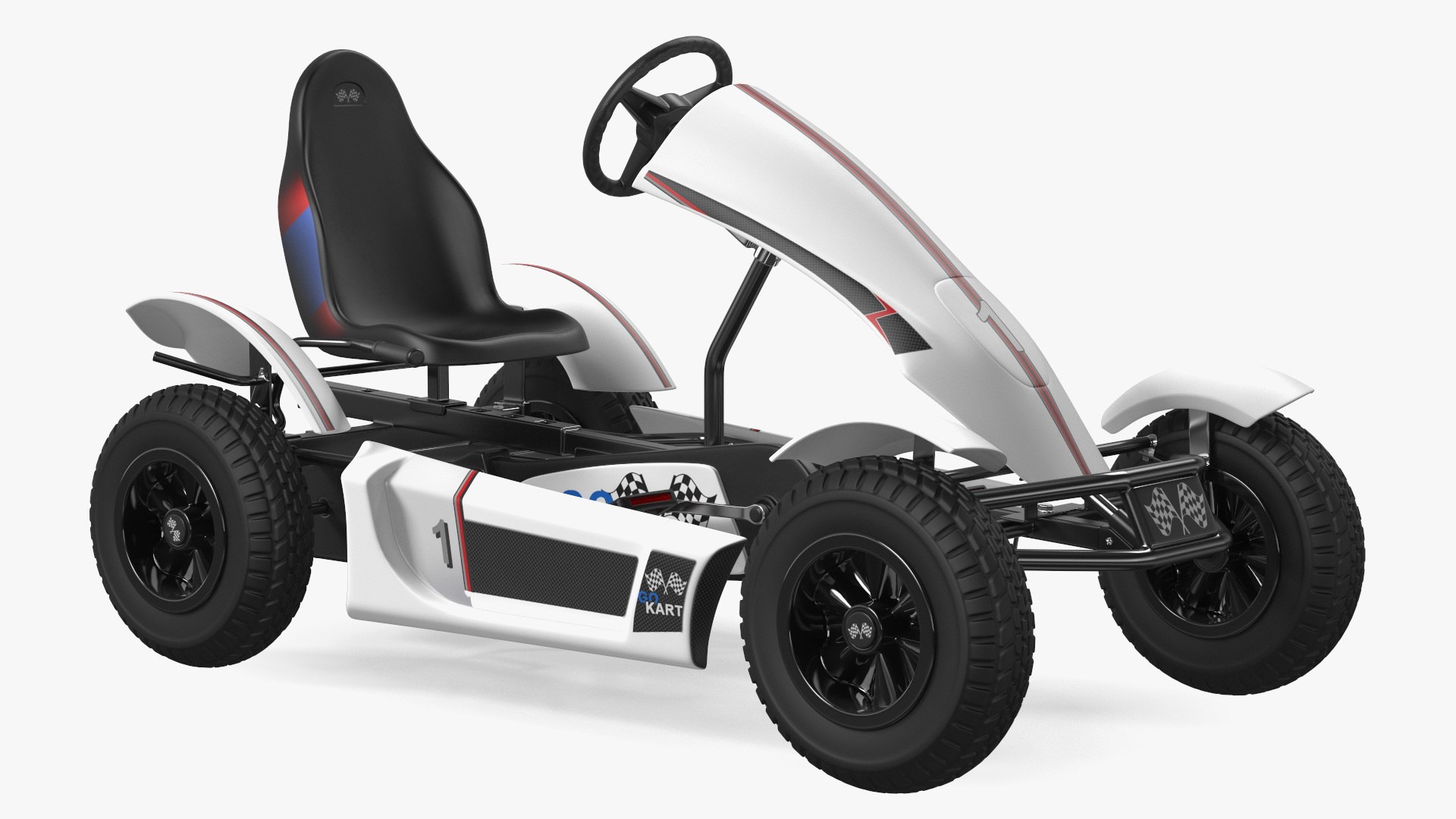 White Pedal Go Kart with Frame Race Rigged 3D model preview