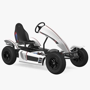 White Pedal Go Kart with Frame Race Rigged