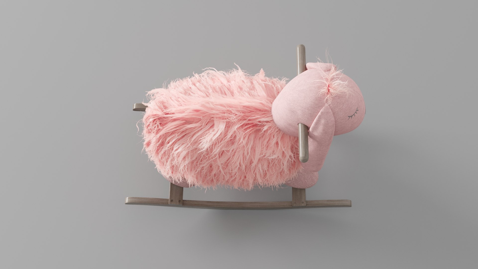 3D Model Wooly Plush Pink Rocking Bunny - TurboSquid 2196467