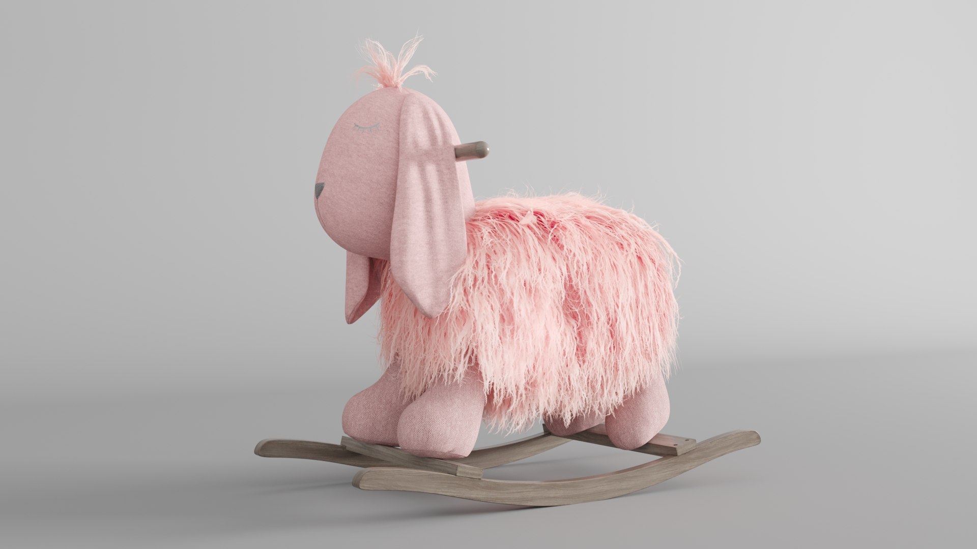 3D Model Wooly Plush Pink Rocking Bunny - TurboSquid 2196467