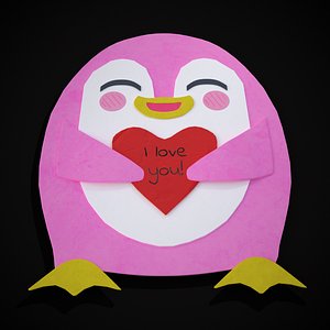 Penguin Heart Card model