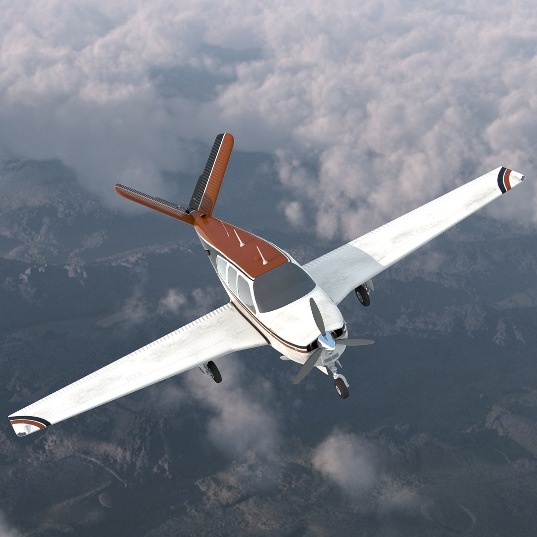 Civil Utility Aircraft Beechcraft Bonanza S35 V Tail 3 3D Model 3D model preview