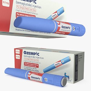 3D Ozempic MedicalDevice Injection Pen with Packaging Box