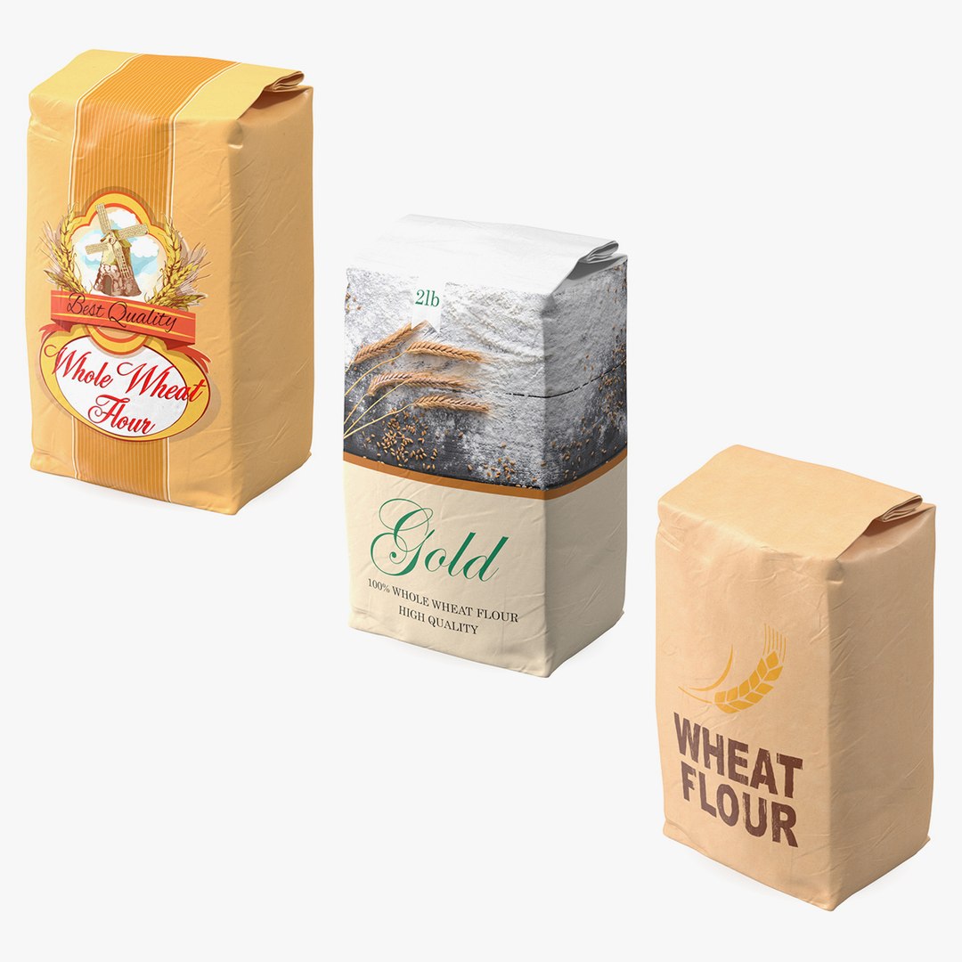 Wheat Flour Packages Collection 3D model preview