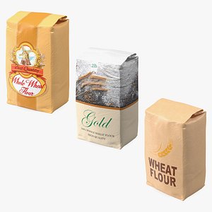 3D Wheat Flour Packages Collection model