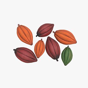 Cocoa Beans Fruits Set 3D model