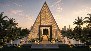3D Elegant Glass House Wedding Chapel Bogor Puncak Style model