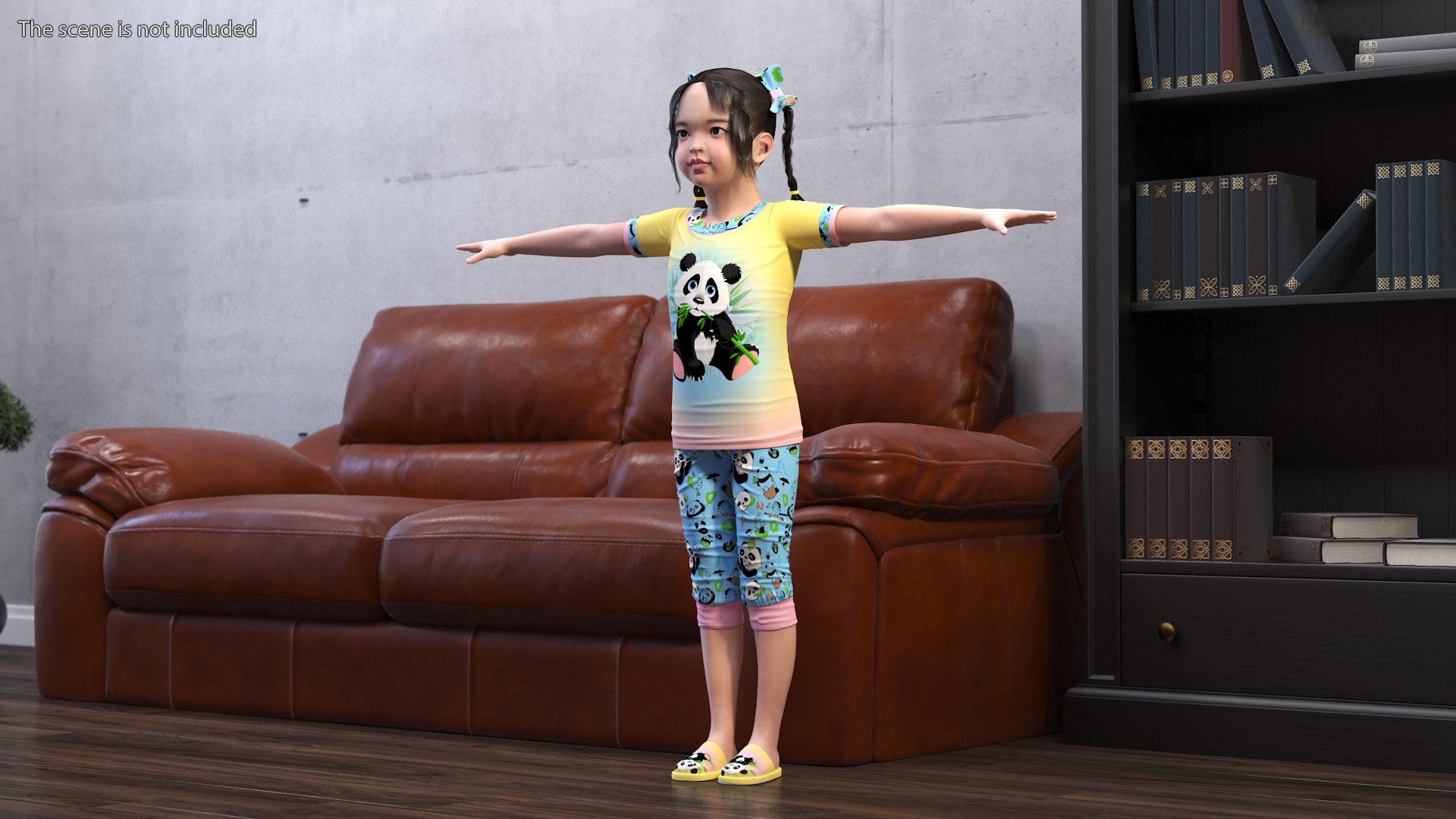 Asian Girl Baby in Pajamas Rigged for Cinema 4D 3D model preview