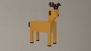 Voxel Low Polly Animal Deer model