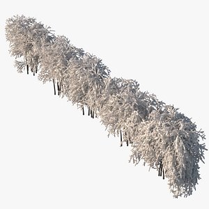 3D Winter street bushes model