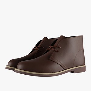 leather chukka boots brown 3D model