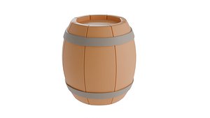 High-Detail Stylized Wooden Barrel
