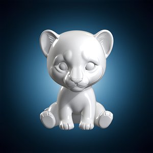 3D Cute Lion Cub Animal Sculpture
