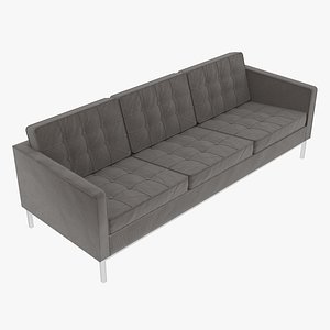 Knoll Florence Taupe Fabric Three Seat Sofa 3D