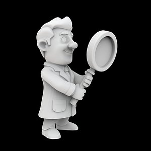 Researcher Cartoon Character 3D Print Model 3D