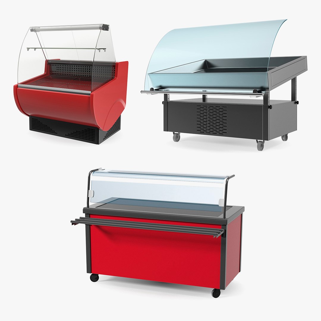 Refrigerator Display Counters Collection 3D model preview