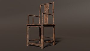 Chinese Wooden Chair Antique Furniture Old Oriental Low-poly 3D model model