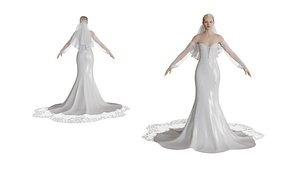 3D Wedding dress no Veil