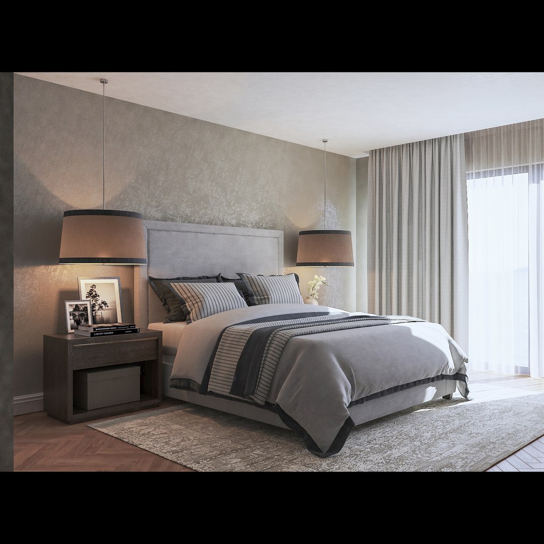 Photo-realistic Bedroom Scene V-ray 3D Model - TurboSquid 1574144