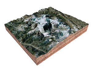 3D Gonggar Mountain Tibet China
