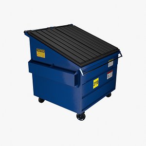 3D Blue Dumpster 2yard New-Dirty