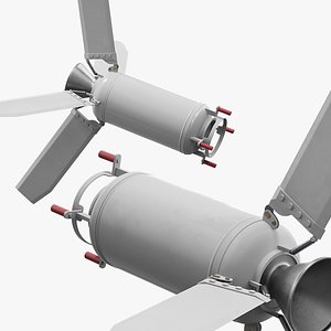 Missile Engine Section with Stabilizer Fins 3D model