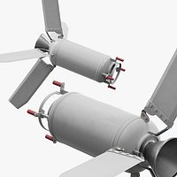 Missile Engine Section with Stabilizer Fins