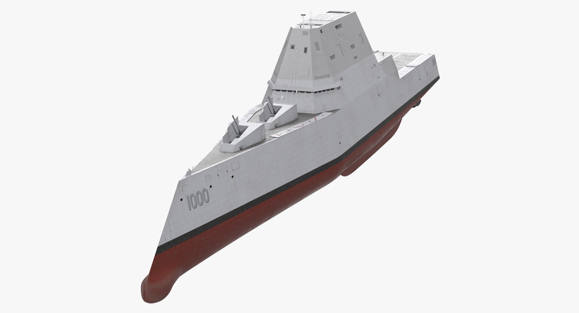 Zumwalt Class Destroyer US Stealth Ship Rigged 3D model preview