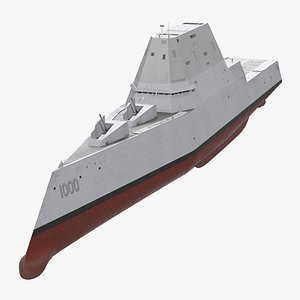 Zumwalt Class Destroyer US Stealth Ship Rigged