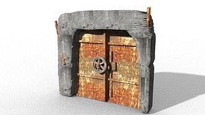 3D abadoned iron door gate model
