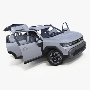 3D model Dacia Duster 2024 Crossover White Rigged