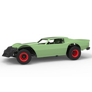 Vintage Dirt late model Race car Version 3 while turning Scale 1 to 25 3D model