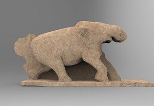 3D stone statue broken elephant