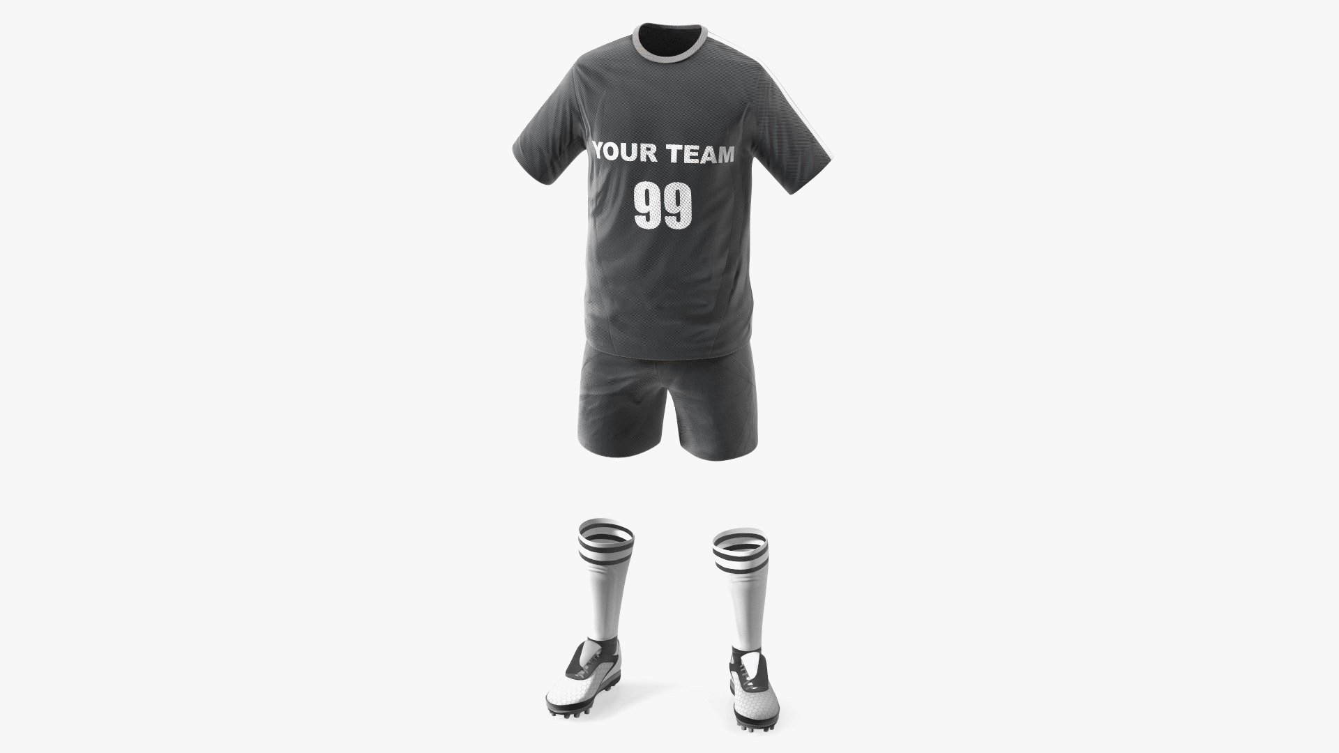 Soccer Uniform Black Your Team 3D model preview