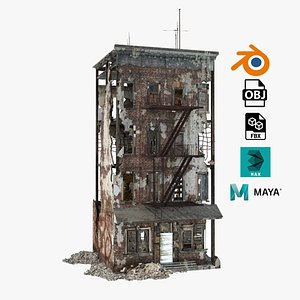 Detailed Ruined Building B2 3D model