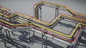 3D model pbr modular industrial pipeline