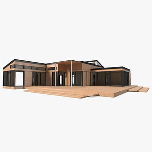 3D Modern House Light Wood model