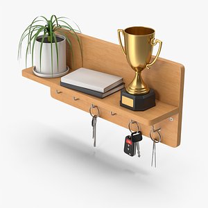 Wooden Key Hanger And Shelf Set