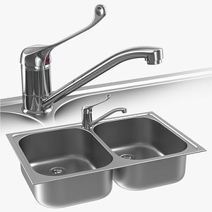 3D Elbow faucet and Double sink model