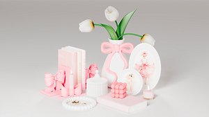 Decorative set with bows 3D
