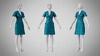 Dress 41 Teal Velvet With Design