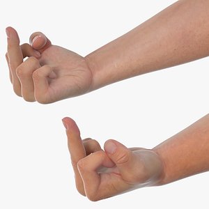 White Male Hand Pair with Middle Finger Gesture 3D model