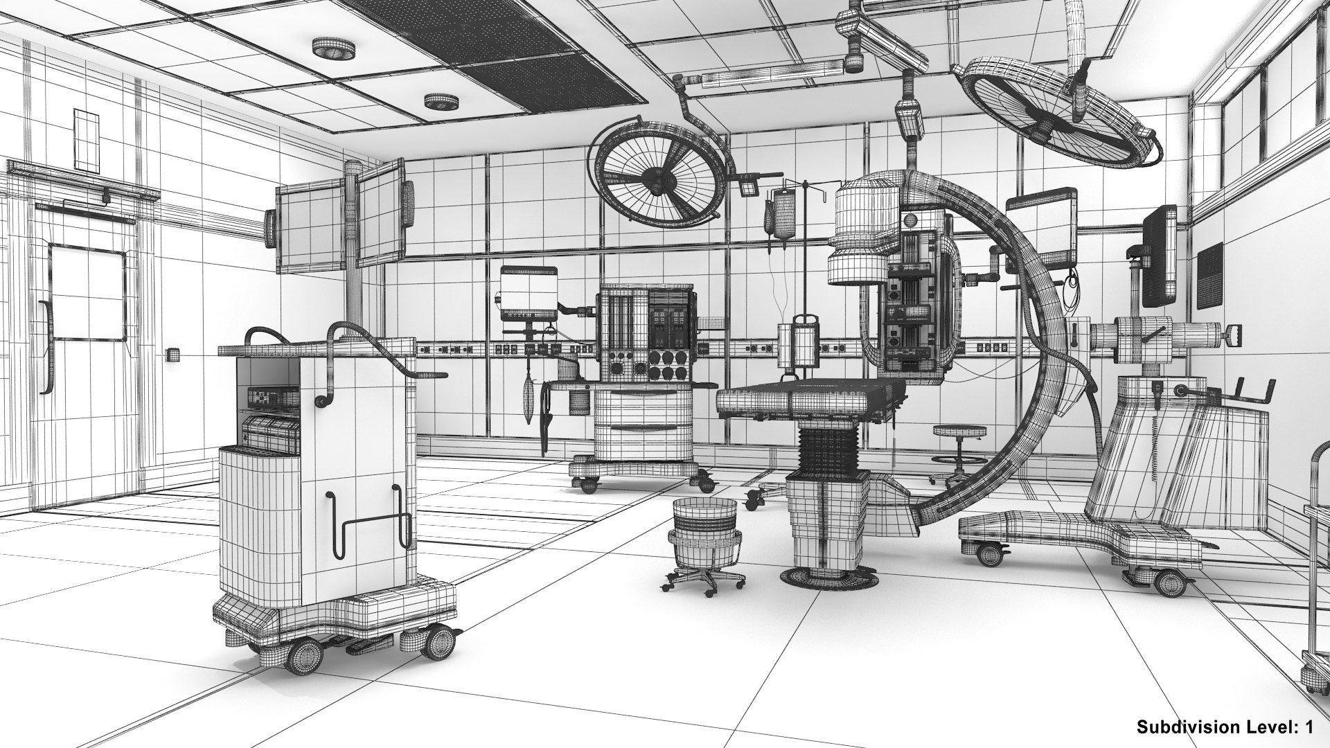 3D Surgery Room model https://p.turbosquid.com/ts-thumb/uj/ybBGDn/u6/wire1s1/jpg/1685547168/1920x1080/fit_q87/6a654d12397497b372806b8bce6b5cace9e4fd70/wire1s1.jpg
