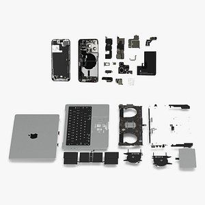 3D iPhone 14 Pro with MacBook Pro 14 Disassembled Collection