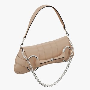 GUCCI Horsebit Chain Medium Shoulder Bag Rose Beige