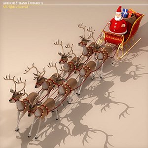 Toon Santa in Sleigh with Reindeer