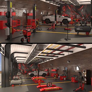 Big Auto Repair Garage 3D model