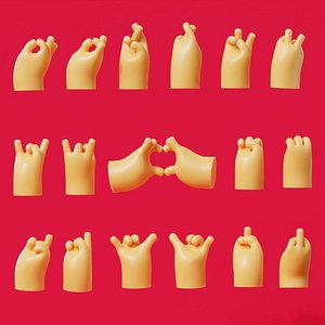 3D Cartoon Hands Illustration Icon Pack Low-poly 3D model model