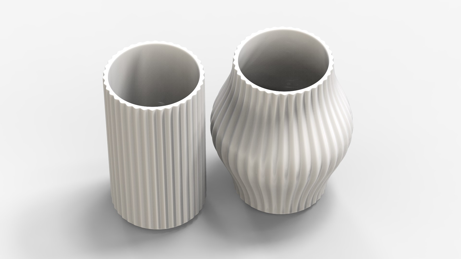 3D 2 Fluted Column Vases - TurboSquid 2078890